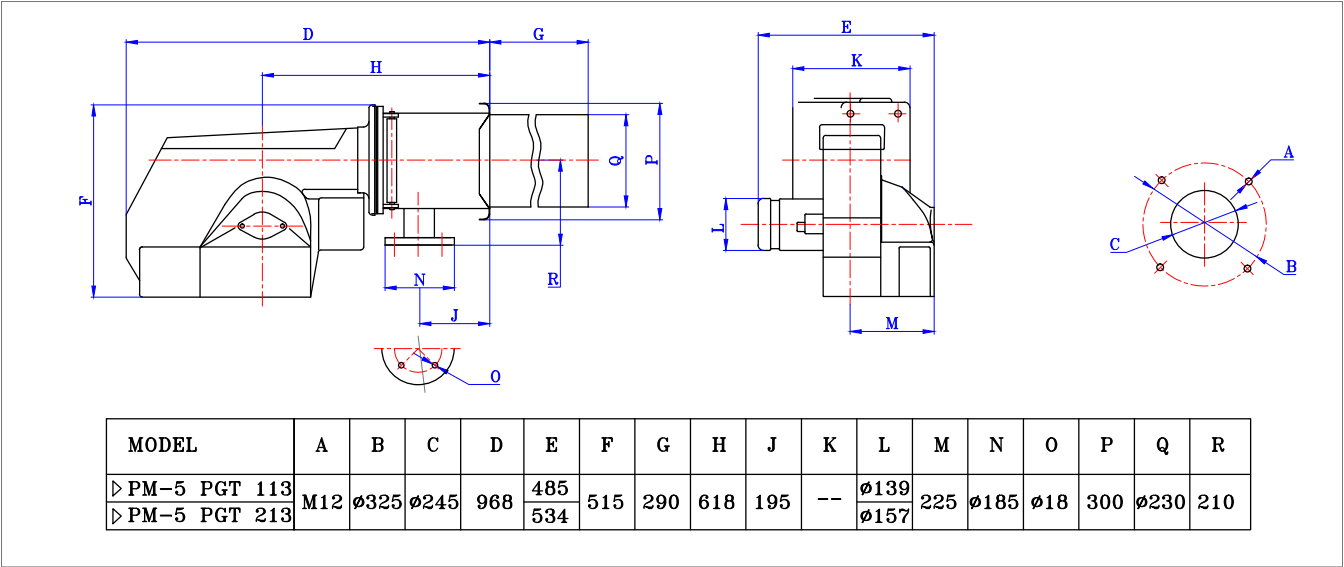 PM5 PGT Dimenstions