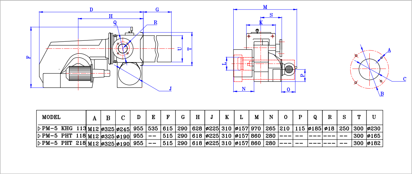 PM5 PHT Dimenstions