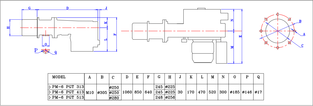 PM6 PGT Dimensions